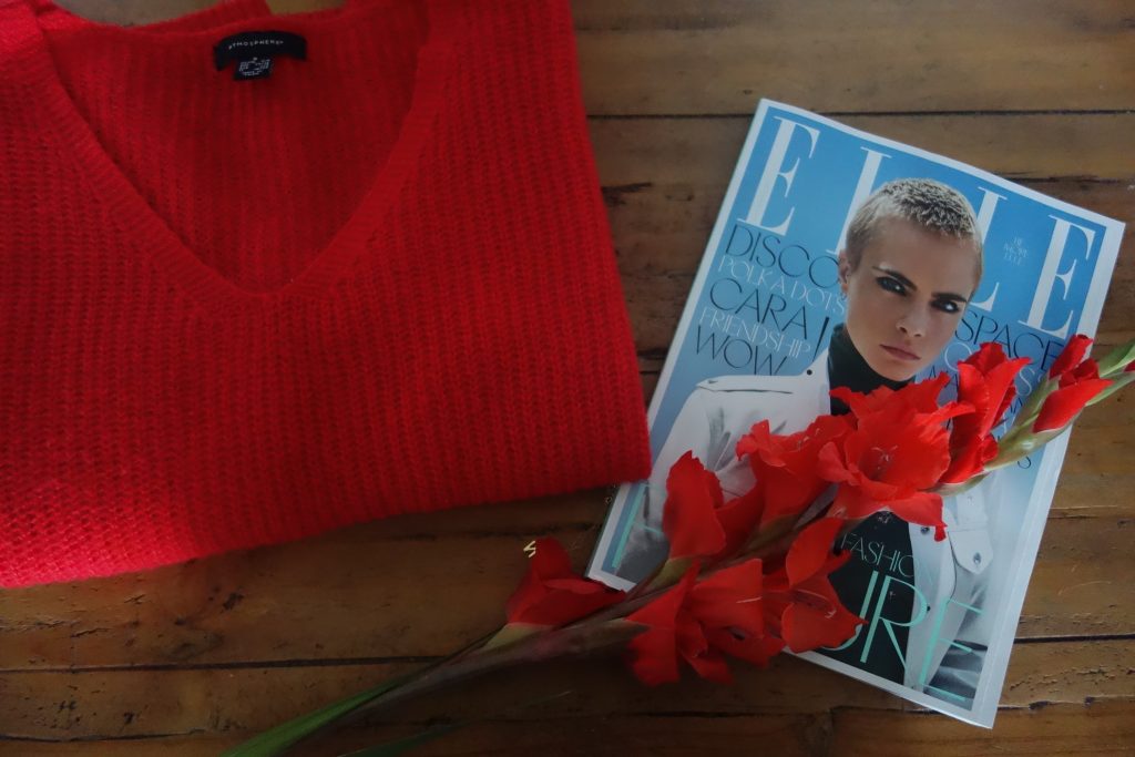 Red Jumper and Elle Magazine